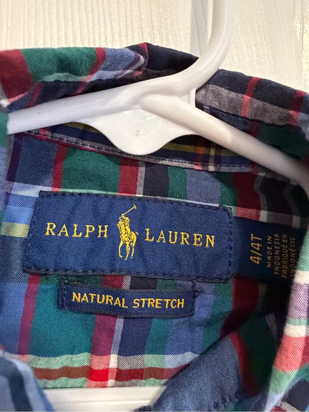 Ralph Lauren Boys 4/4T Multicolor Plaid Natural Stretch Cotton Button Down
